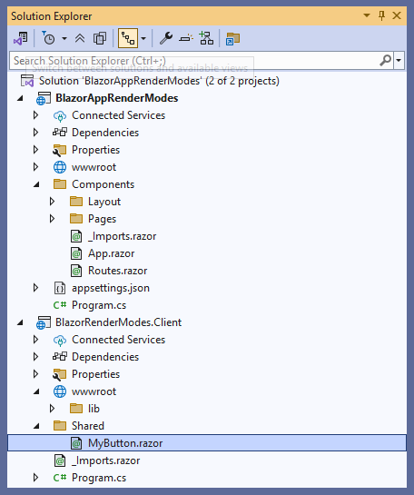 Move MyButton to the WASM project