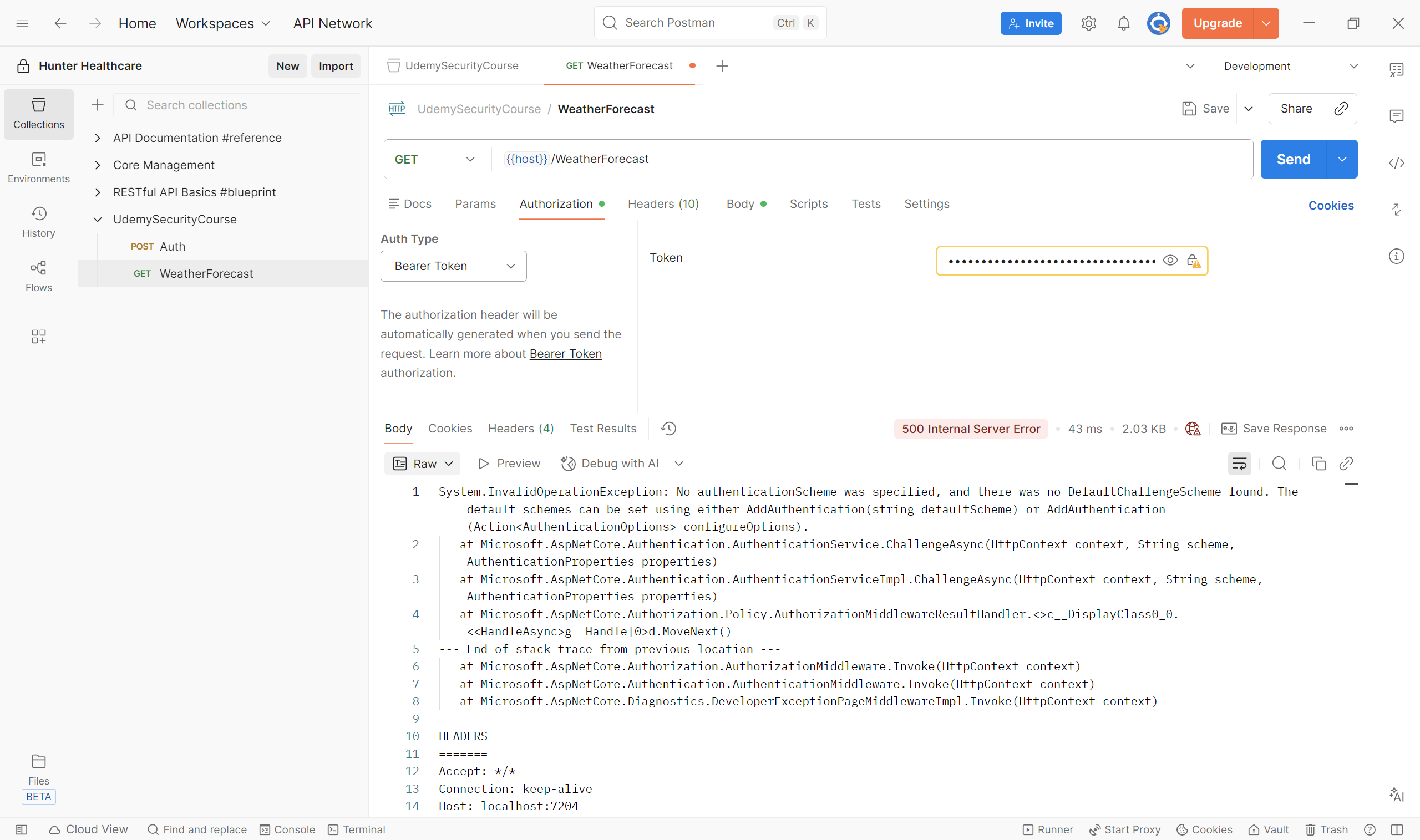 Calling the WeatherForecast Endpoint