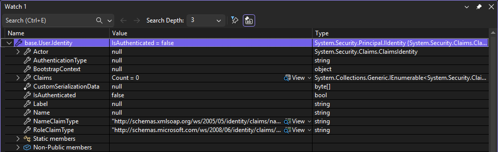 User Principal Claims List
